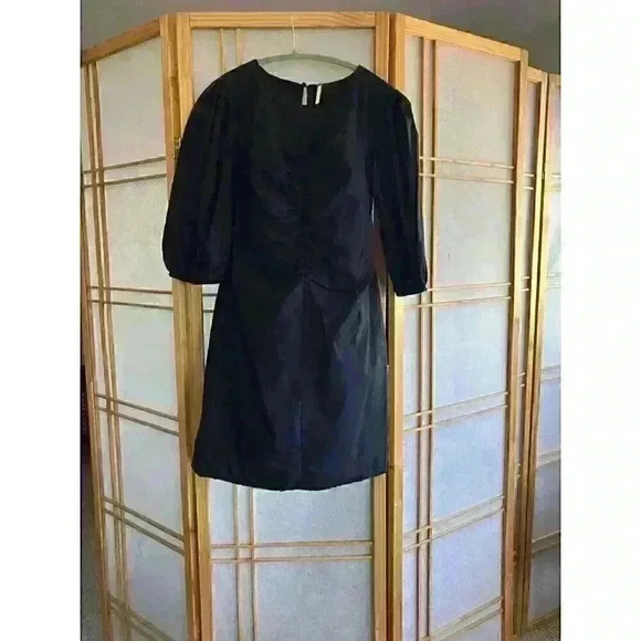 FREE PEOPLE Hope Dress, Black, Size Small, Mini w/puff Sleeves, Excellent Cond. - Picture 14 of 14